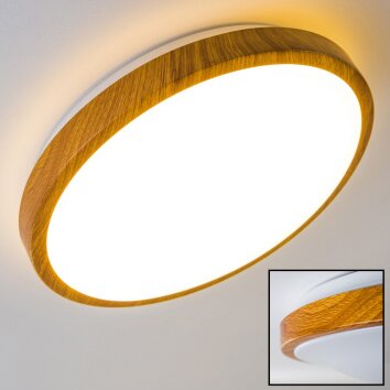 Plafonnier Sora Wood LED Bois clair, Blanc, 1 lumière