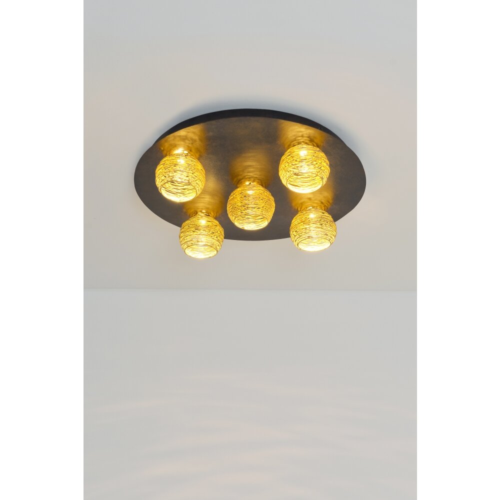 Plafonnier Holländer CARILLON LED Brun, Or, Noir, 5 lumières main product photo