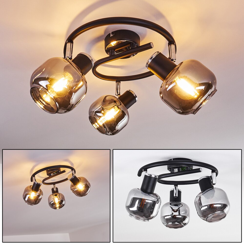Plafonnier Lexington Chrome, Noir, 3 lumières main product photo