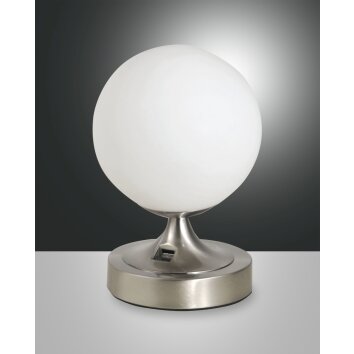 Lampe à poser Fabas Luce Perla Nickel brillant, 1 lumière Lampe à poser Fabas Luce Perla Nickel brillant, 1 lumière