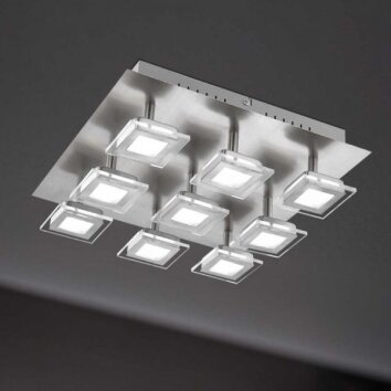 Plafonnier Wofi Cholet LED Nickel mat, 9 lumières