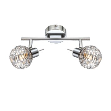 Spot de plafond Globo Bolt LED Chrome, 2 lumières