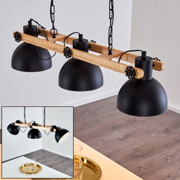 Suspension Chetco Bois clair, Noir, 3 lumières