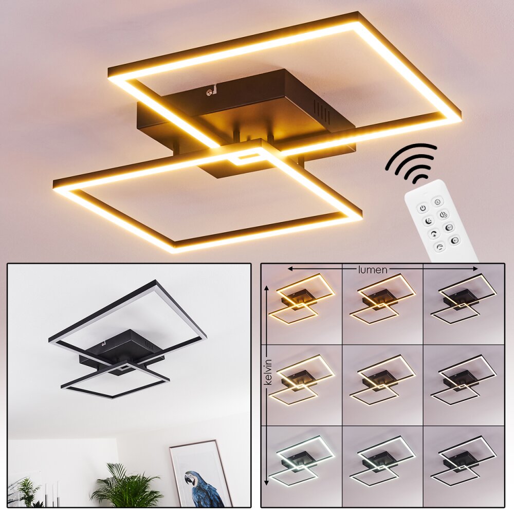 Plafonnier Cheka LED Noir, 2 lumières, Télécommandes main product photo
