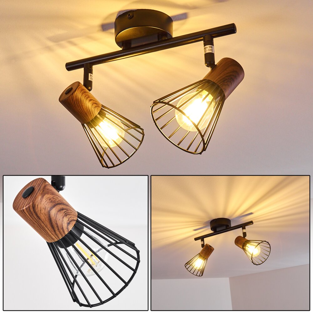 Plafonnier Errested Bois foncé, Noir, 2 lumières main product photo